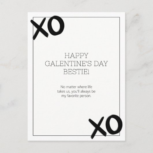 Zwart-wit XOXO Bestie Galentine's Day Feestdagenkaart (Voorkant)