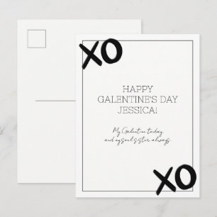 Zwart-wit XOXO Bestie Naam Galentine's Day Feestdagenkaart