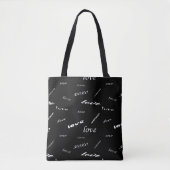 Zwart-wit Xoxo- en liefdespatroon Tote Bag (Voorkant)