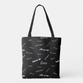 Zwart-wit Xoxo- en liefdespatroon Tote Bag (Achterkant)