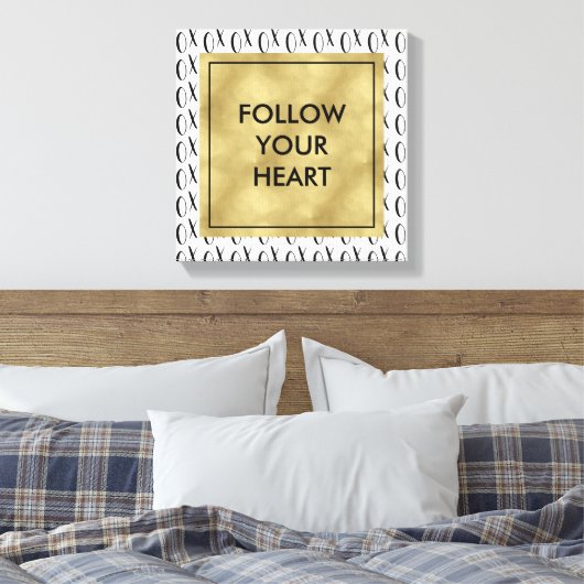 Zwart-wit XOXO Volg je hart Canvas Afdruk (Insitu (Slaapkamer))