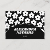 Zwart Wit Y2K Bloem Handgemaakte Kleding Visitekaartje (Voorkant)