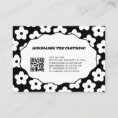 Zwart Wit Y2K Bloem Handgemaakte Kleding Visitekaartje (Achterkant)