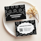 Zwart Wit Y2K Bloem Handgemaakte Kleding Visitekaartje