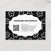 Zwart Wit Y2K Bloem Handgemaakte Kleding Visitekaartje (Achterkant)