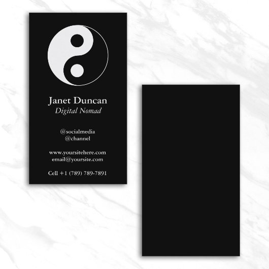 Zwart-wit Yin en Yang-symbool Visitekaartje