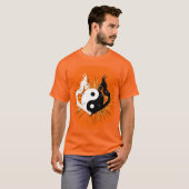 Zwart-wit Yin Yang Dragons - Sinaasappel T-shirt (Voorkant volledig)