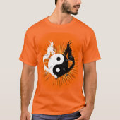Zwart-wit Yin Yang Dragons - Sinaasappel T-shirt (Voorkant)