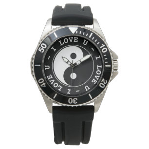 Zwart-wit - Yin & Yang Ik hou van jou Horloge