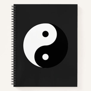 Zwart-wit Yin-Yang in grijze achtergrond Notitieboek