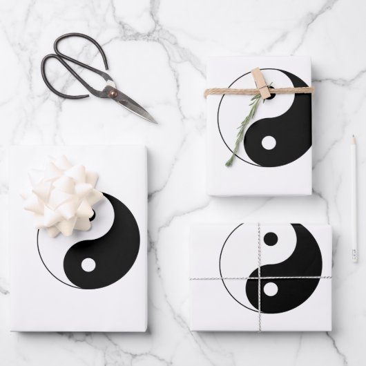 Zwart-wit Yin-Yang Inpakpapier Vel (Voorkant)