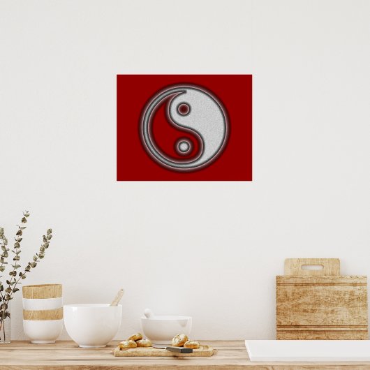 Zwart-wit Yin Yang Symbol Poster (Keuken)