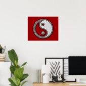 Zwart-wit Yin Yang Symbol Poster (Thuiskantoor)