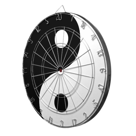 Zwart-wit Yin Yang Taoist-symbool Dartbord (Voorkant Rechts)