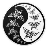 Zwart-Wit Yin Yang Vlinders Keramische Knop (Voorkant)