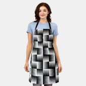 Zwart-wit zaagtandgradiëntpatroon schort (Gedragen)