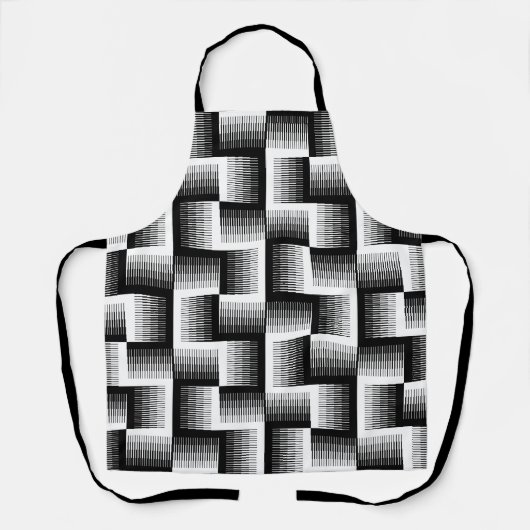 Zwart-wit zaagtandgradiëntpatroon schort (Voorkant)