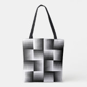 Zwart-wit zaagtandgradiëntpatroon tote bag (Achterkant)