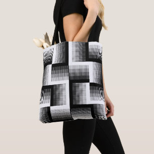 Zwart-wit zaagtandgradiëntpatroon tote bag