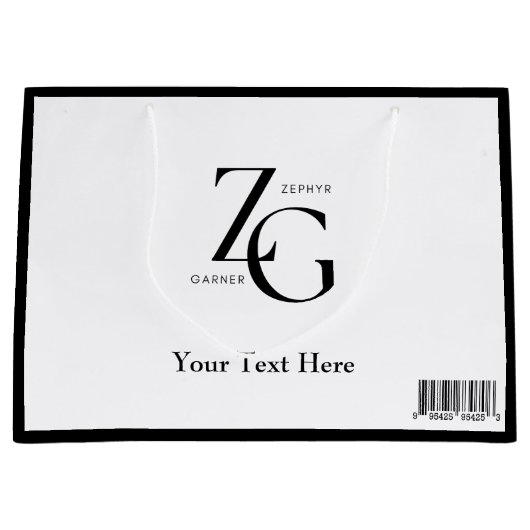 Zwart Wit Zakelijk Aangepast Logo Minimalistisch Groot Cadeauzakje (Voorkant)