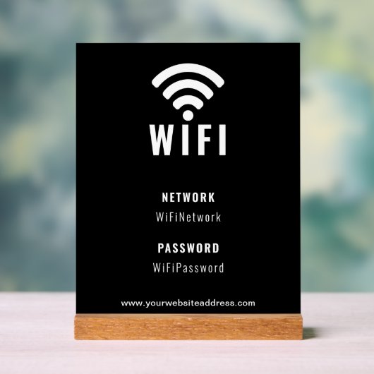 Zwart-Wit Zakelijk Bedrijfs Wifi Acryl Bord (Neutraal)