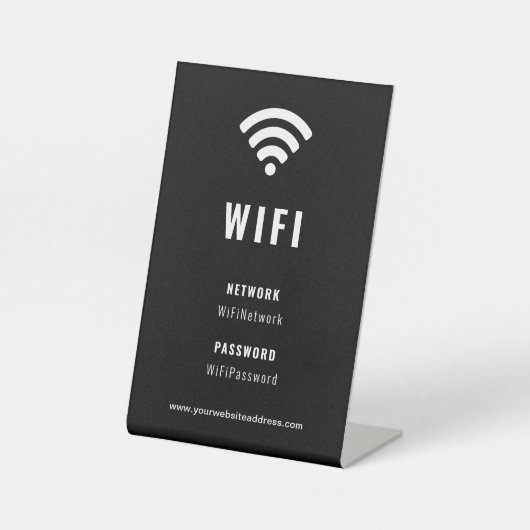 Zwart-Wit Zakelijk Bedrijfs Wifi Reclamebord Met Voetstuk (Voorkant)