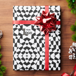 Zwart Wit Zakelijk logo Bedrijf Kerstmis Custom Cadeaupapier