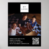 Zwart wit zakelijk logo foto welkom QR-code Poster (Voorkant)