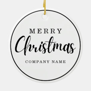 Zwart-Wit Zakelijk Logo Prettig Kerstfeest Keramisch Ornament