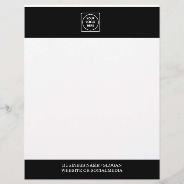 Zwart Wit Zakelijk Logo Promo Briefpapier Briefhoofd (Voorkant)