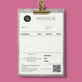 Zwart-wit zakelijke factuur verkoopbewijs