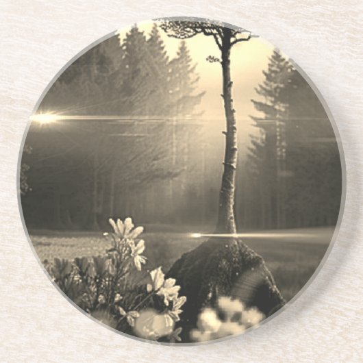 Zwart-wit Zandsteen Onderzetter (Voorkant)