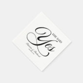 Zwart-wit, ze zei ja bruiloft feest servet (Hoek)