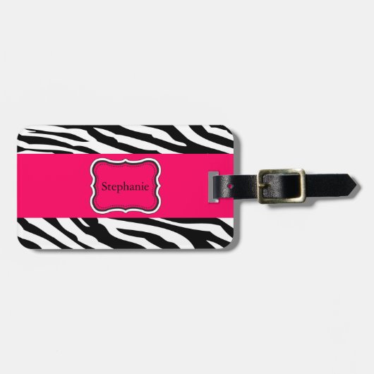 Zwart-wit Zebra - Aangepast Bagagelabel (Voorkant horizontaal)