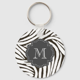 Zwart wit Zebra afdrukken Sleutelhanger