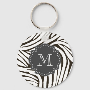 Zwart wit Zebra afdrukken Sleutelhanger