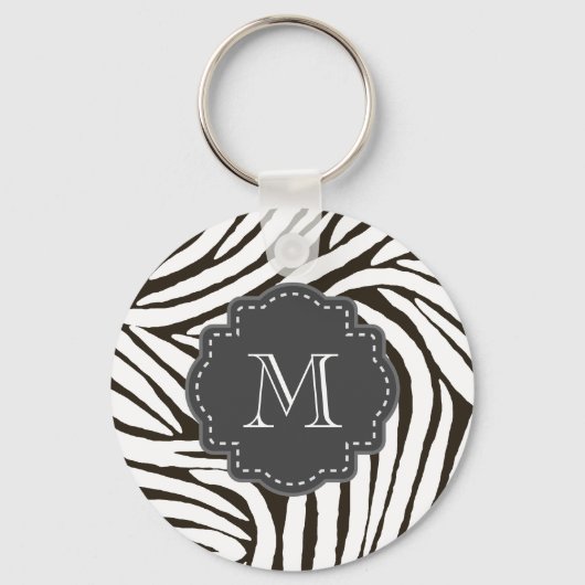 Zwart wit Zebra afdrukken Sleutelhanger (Voorkant)