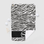 Zwart Wit Zebra Animal Pattern Initiaal Monogram Golfhanddoek (Insitu)