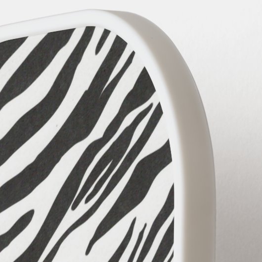 Zwart Wit Zebra Animal Pattern Initiaal Monogram Pickleball Paddle (Links Detail)