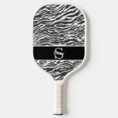 Zwart Wit Zebra Animal Pattern Initiaal Monogram Pickleball Paddle (Achterkant)