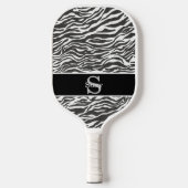 Zwart Wit Zebra Animal Pattern Initiaal Monogram Pickleball Paddle (Voorkant)