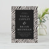 Zwart Wit Zebra Animal Print Glam Wedding Kaart (Staand voorkant)