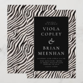 Zwart Wit Zebra Animal Print Glam Wedding Kaart (Voorkant / Achterkant)