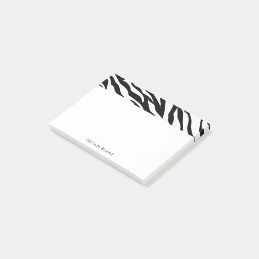 Zwart-wit Zebra Animal Print Personaliseren Post-it® Notes (Schuin)