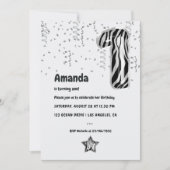 Zwart-wit Zebra Balloon 1e Verjaardagsfeest Kaart (Voorkant)