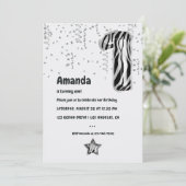 Zwart-wit Zebra Balloon 1e Verjaardagsfeest Kaart (Staand voorkant)
