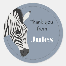 Zwart Wit Zebra Blauw Dank u Ronde Sticker