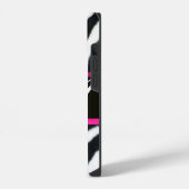 ZWART WIT ZEBRA BONT FUCHSIA ROZE EDELSTEEN MONOGR iPhone HOESJE (Linkerkant)