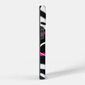 ZWART WIT ZEBRA BONT FUCHSIA ROZE EDELSTEEN MONOGR iPhone HOESJE (Rechterkant)