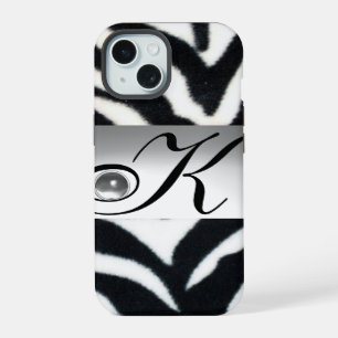ZWART WIT ZEBRA BONT GRIJS EDMONTON MONOGRAM, iPhone 15 CASE
